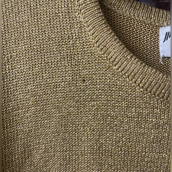 Vintage 1980’s Petite JH Collectibles Sparkling Gold Knit Short Sleeve Top PS - Picture 4 of 12